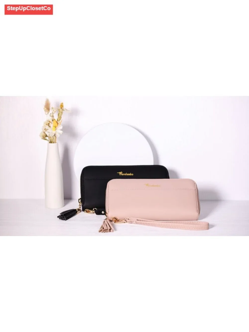 Large Capacity RFID Wristlet Wallet Clutch Purse with Wrist Strap